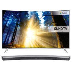 Samsung UE55KS7500 Silver - 55inch 4K Ultra HD Curved TV with Quantum Dot Colour & HWJ6501R Silver 300W 6.1ch Curved Soundbar